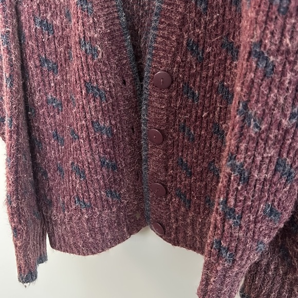 Vintage Paris Sports Club Cardigan Sweater V Neck Button 80s 90s Purple Size M - Picture 4 of 7